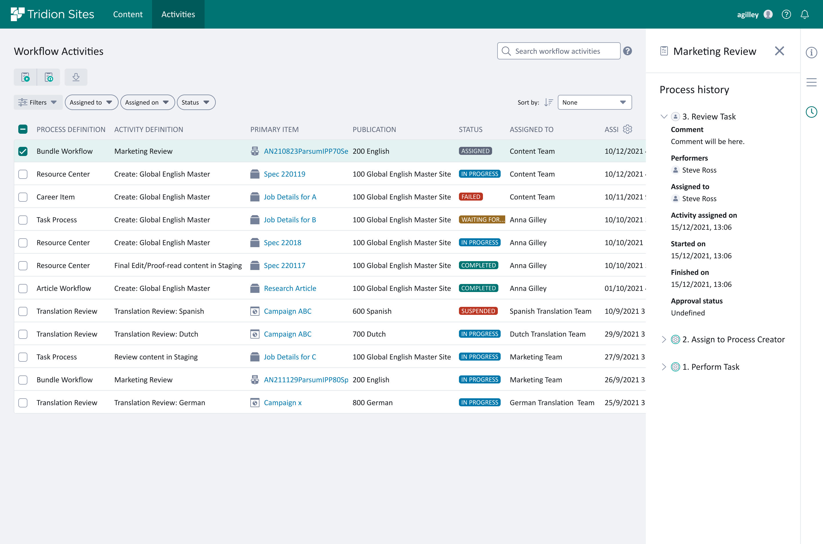 Tridion Sites Workflow Management